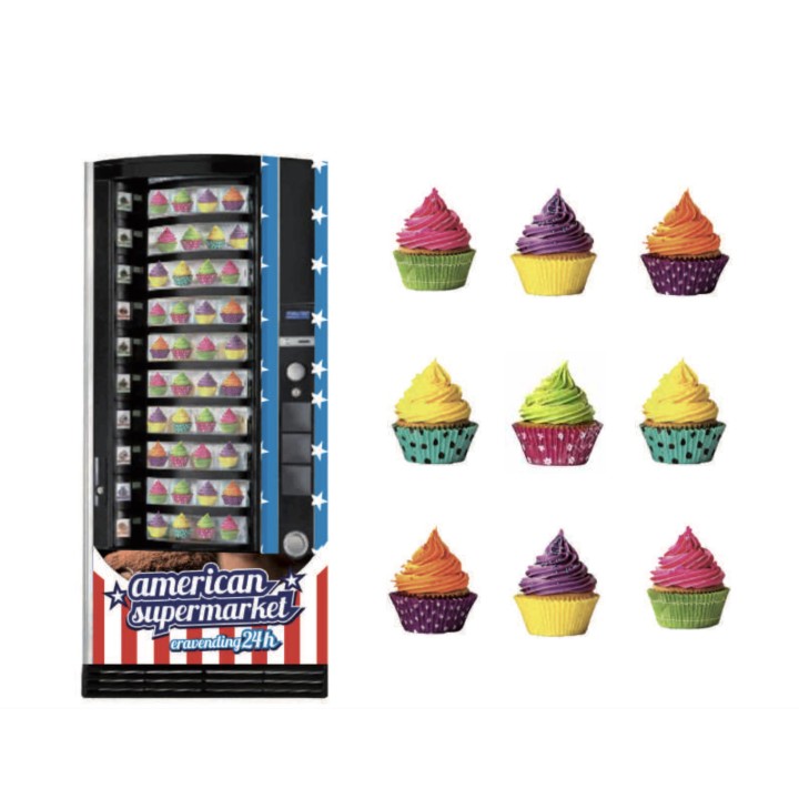 Comprar cupcakes, bombones , pasteles , bolleria , expendedora 24 horas
